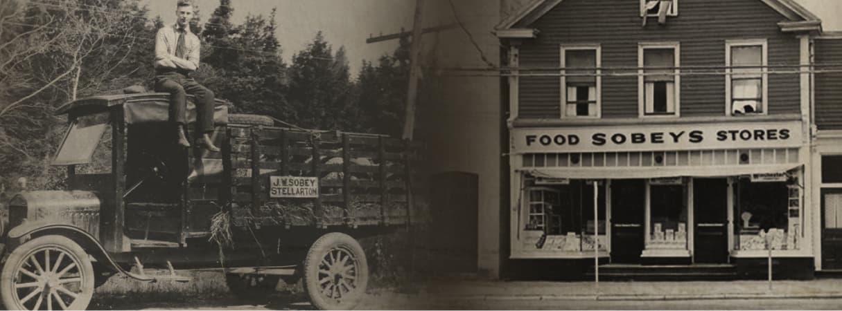 An Image of Sobeys Food store & J.W.Sobey Stellarton representing history of EmpireCo.