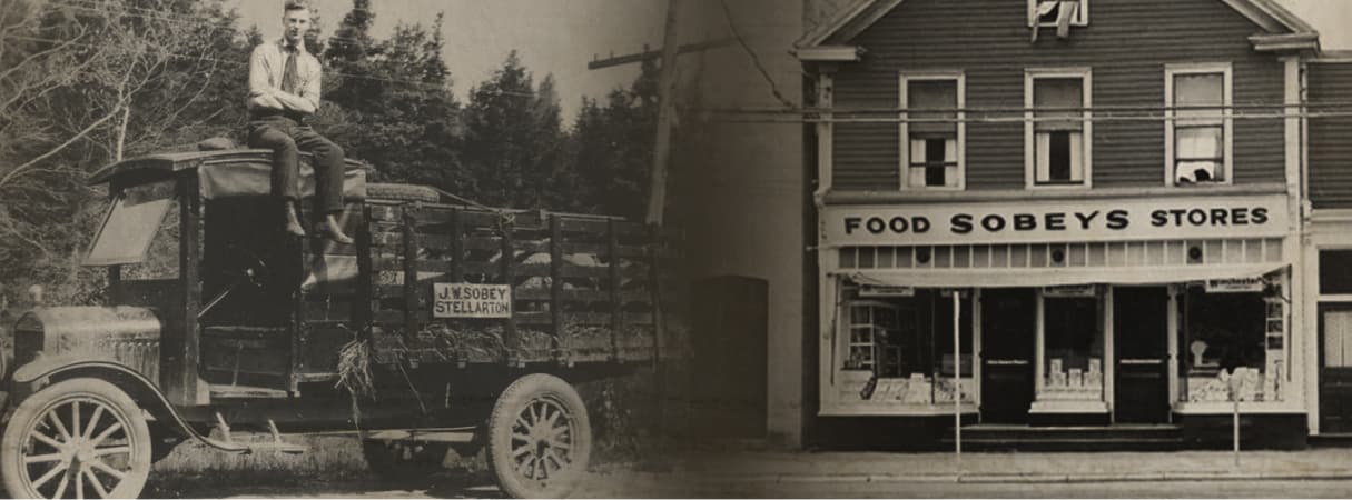 An Image of Sobeys Food store & J.W.Sobey Stellarton representing history of Sobeys Inc.